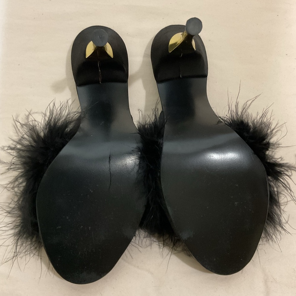 Undercover Wear Black Marabou Feather High Heels Size 6 - Picture 6 of 7
